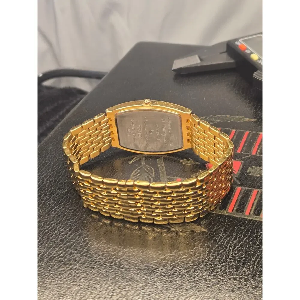 Lucien Piccard Men's Gold Dress Swiss Sapphire Crystal